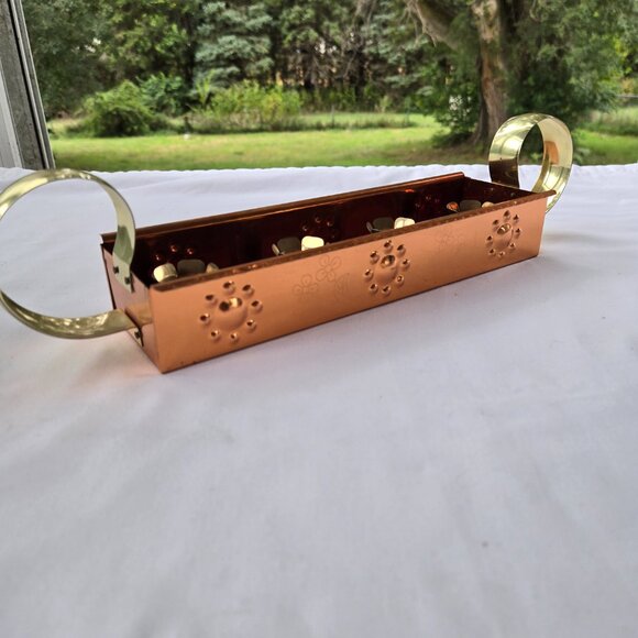 Copper Advent Candle Holder with Brass Handles - Picture 2 of 7